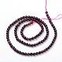 Perles en pierres gemme, rouge grenat, Grade b, ronde, rouge foncé, 4mm, Trou: 0.8mm, 15~16 pouce