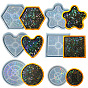 Moules de tapis de tasse à effet laser en silicone, moules de résine, pour la fabrication artisanale de résine uv et de résine époxy, hexagone/carré/fleur/coeur/rond