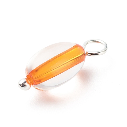 Transparent Acrylic Pendants, with Brass Finding, Oval