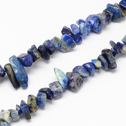 Lapis-lazuli naturelles brins pierre de perles, puce, 4~10x4~6x2~4mm, Trou: 1mm, Environ 210 pcs/chapelet, 35.4 pouce