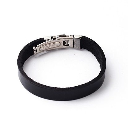 304 bracelets cuir cordon en acier inoxydable, 60mm