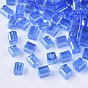 6/0 Glass Seed Beads, Transparent Colours Luster, Square Hole, Cube