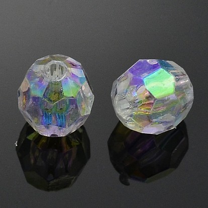 Eco-Friendly Transparent Acrylic Beads, Faceted, Round, 8mm, Hole: 1.5mm