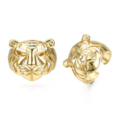 Кольцо-манжета с открытым тигром из латуни, полое массивное кольцо с китайским зодиаком для мужчин и женщин, без никеля 