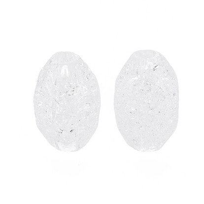 Perles européennes acryliques craquelées transparentes, Perles avec un grand trou   , facette, ovale