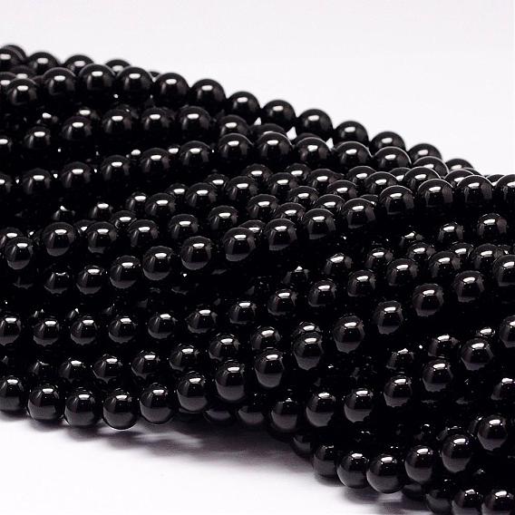 Perlas naturales turmalina negro hebras, aa grado, rondo