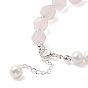 Natural Gemstone Heart Charm Bracelet with Natural Pearl Beaded Chains for Women