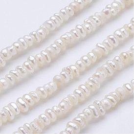 Natural Cultured Freshwater Pearl Beads Strands, Flat Round