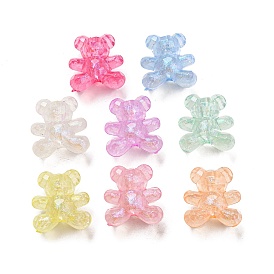 Luminous Acrylic Beads, Glitter Pendants, Glow in the Dark, Bear