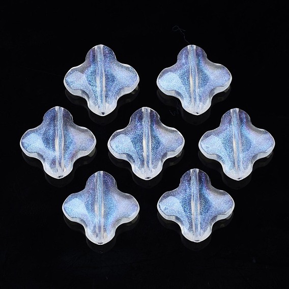 Perles acryliques transparentes, poudre de scintillement, croix