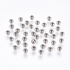 Round 304 Stainless Steel Spacer Beads, Metal Findings for Jewelry Making Supplies