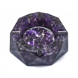 Natural Amethyst Ashtray Display Decorations, Faceted, Flat Round