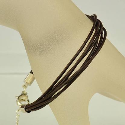 Модные браслеты, с коровьей кожаный шнур и сплавов застежками когтя омара, 198 мм