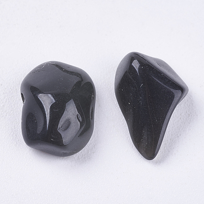 Granos naturales de piedra negra, piedra caída, sin agujero / sin perforar