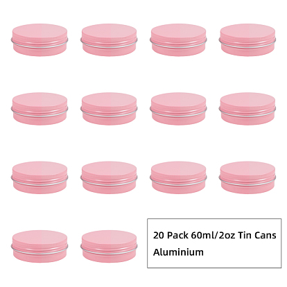 60 ml de boîtes de conserve rondes en aluminium, pot en aluminium, conteneurs de stockage pour cosmétiques, bougies, des sucreries, avec couvercle à vis