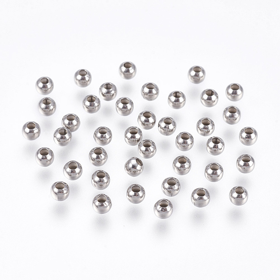 304 rondes perles d'espacement en acier inoxydable, accessoires en métal pour fournitures de fabrication de bijoux