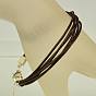 Fashion Bracelets, with Cowhide Leather Cord and Alloy Lobster Claw Clasps, 198mm