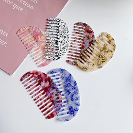 Vintage Hair Comb with Colorful Polka Dot Pattern for Girls, Anti-Static Makeup Tool