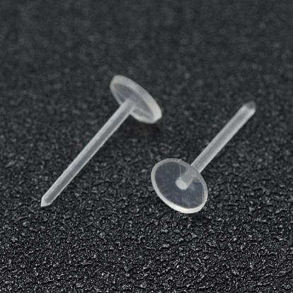 Eco-Friendly Plastic Stud Earring Findings, Flat Round