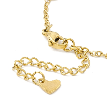 Vacuum Plating 304 Stainless Steel Heart Link Anklet with Cable Chains for Women