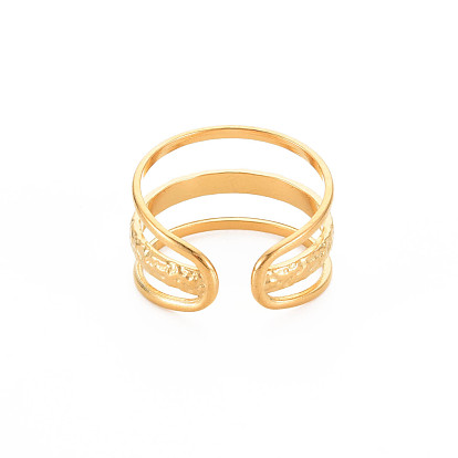 304 Stainless Steel Triple Line Open Cuff Ring for Women