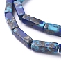 Brins de perles turquoise et lapis-lazuli naturels en or synthétique assemblés, cuboïde