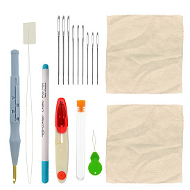 Needle Felting Tool Kits, with Fabric, Hole Punches with Plastic Handle, Plastic Pipe & Sheath, Beading Needles & Pins, Iron Scissor, Marking Pen and Threader