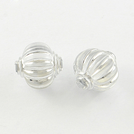 Lantern Plating Transparent Acrylic Beads, Silver Metal Enlaced, 14mm, Hole: 2mm, about 402pcs/500g