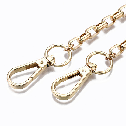 Bag Chains Straps, Brass Curb Link Chains and Iron Cable Link Chains, with Alloy Swivel Clasps, for Bag Replacement Accessories