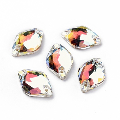 Diamantes de imitación para coser en forma de limón, k 5 strass de cristal, enlace de agujero 2, espalda plana plateada, decoración artesanal de costura