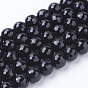 Brins de perles d'onyx naturel, teint, facette, ronde, 10mm, Trou: 1mm