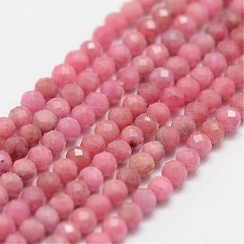 Natural Rhodochrosite Beads Strands, Faceted, Round