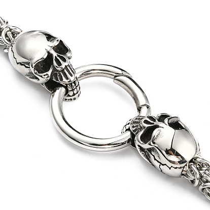 304 ожерелье из византийской цепочки из нержавеющей стали с застежками в виде черепа из хирургической нержавеющей стали.