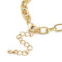 Brass Micro Pave Clear Cubic Zirconia Link Chain Bracelets, with Lobster Claw Clasps, Textured, Heart