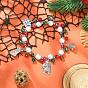 Эластичный браслет из разноцветных стеклянных бусин, Рождественский носок, елка, конфета и подарок, браслет из сплава с подвесками