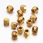 Brass Spacer Beads, Faceted, Column, 3x3mm, Hole: 1.5mm