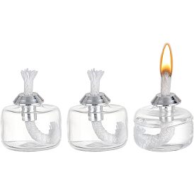 3 Sets Glas Spiritusbrenner, mit Kappen aus Aluminiumlegierung, Docht aus Baumwollkordel, für Laborbedarf, Tee oder Kaffee machen
