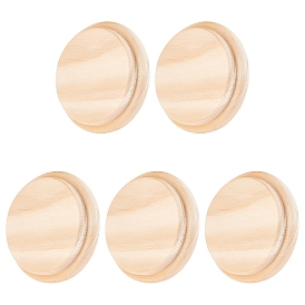 Fingerinspire 5Pcs Model Wood Bases, for Doll, Clay, Pottery Display Holders, Undyed, Flat Round