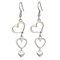 Tibetan Style Alloy Hollow Heart Dangle Earrings with 304 Stainless Steel Pins