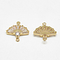 Brass Links, with Cubic Zirconia, Fan, Clear