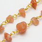Pépites de pierres précieuses à des chaînes de perles, non soudée, avec bobine, avec les accessoires en laiton plaqués or, 4~9x11x2~8mm