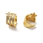 Clear Cubic Zirconia Star Cuff Earrings, Brass Chunky Earrings for Women, Cadmium Free & Lead Free