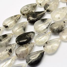 Natural Lodolite Quartz Beads Strands, Drop