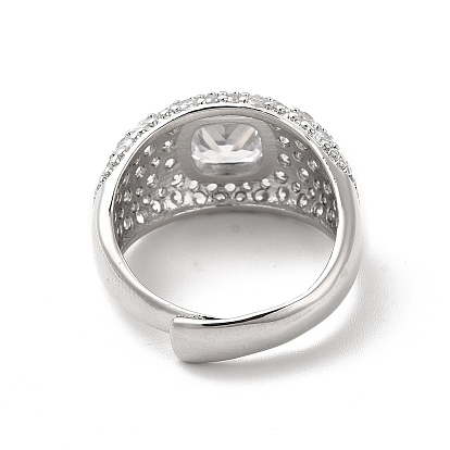 Регулируемое кольцо из кубического циркония, широкое кольцо полоса, стеллаж для латунных украшений для женщин, долговечный, без кадмия и без свинца