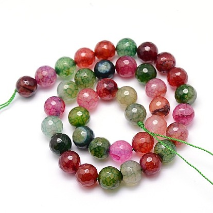 Perles rondes en agate naturelle brin, teint, facette