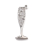 Brass Micro Pave Clear Cubic Zirconia Pendants, Long-Lasting Plated, Goblet