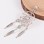 Antique Silver Alloy Gemstone European Dangle Charms, 84mm, Hole: 4.5mm
