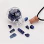 Glass Wishing Bottle Leather Cord Pendant Necklaces, with Natural Gemstone Chip Beads, 16.54 inch