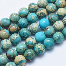Natural Aqua Terra Jasper Beads Strands, Dyed, Round