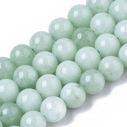 Perles naturelles de quartz brins, teints et chauffée, imitation jade myanmar / jade birman couleur, ronde
